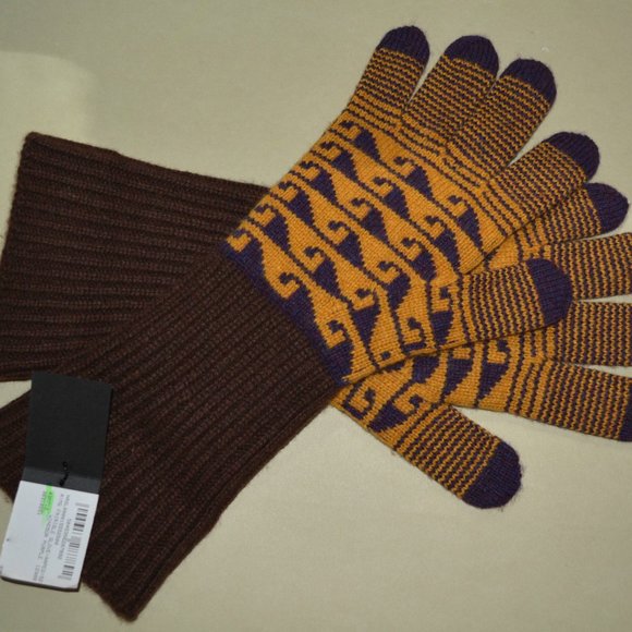 NWT BURBERRY PRORSUM FAIRISLE RIBBED CASHMERE KNIT GLOVES - Picture 3 of 3